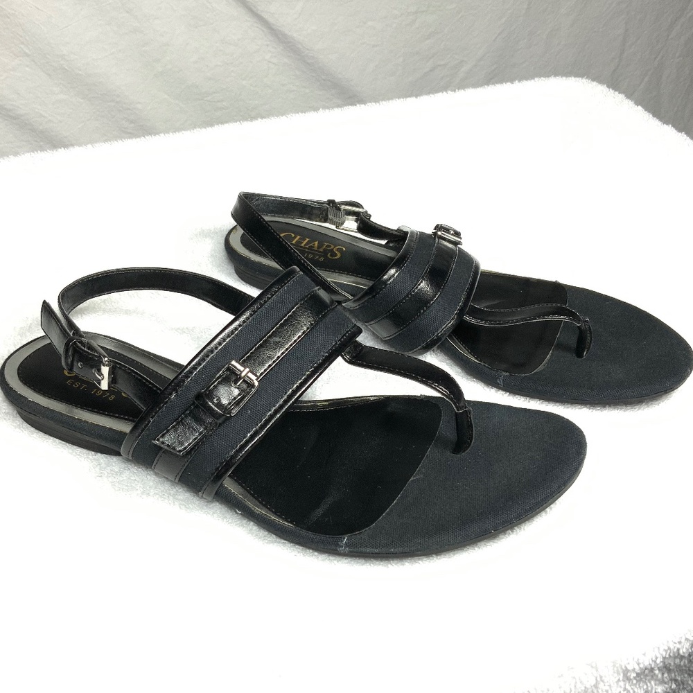 NIB Chaps Alyn Black Sandals - Size 8